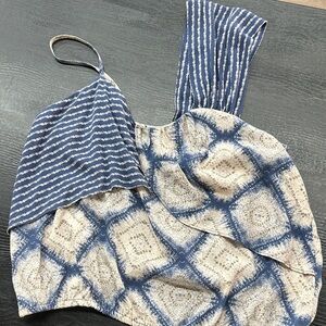 Free People Indigo and Blush Textured Top